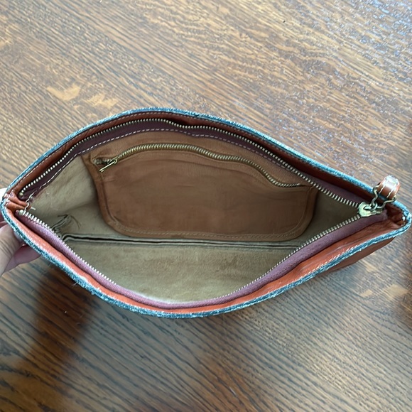 Vintage BB large brown leather clutch - Picture 7 of 8